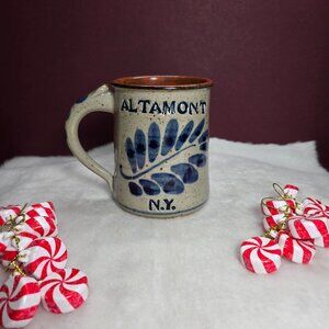 Vintage 1993 Altamont NY Signed Harvey Pottery Mug Salt Glazed Stoneware 16oz